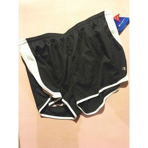 BLACK & WHITE CHAMPION RUNNING SHORTS